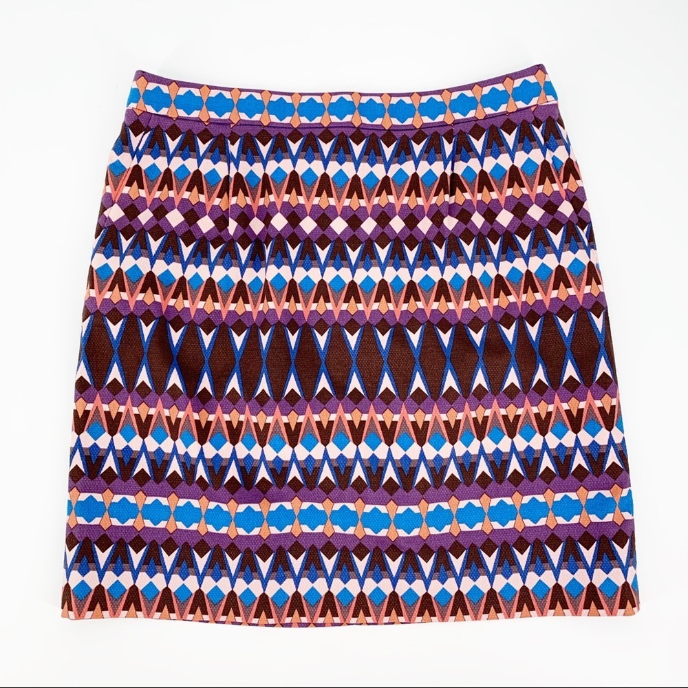 J Crew Mini Skirt 2 Geometric Print Artsy Chic Retro Revival Workwear Mod Style